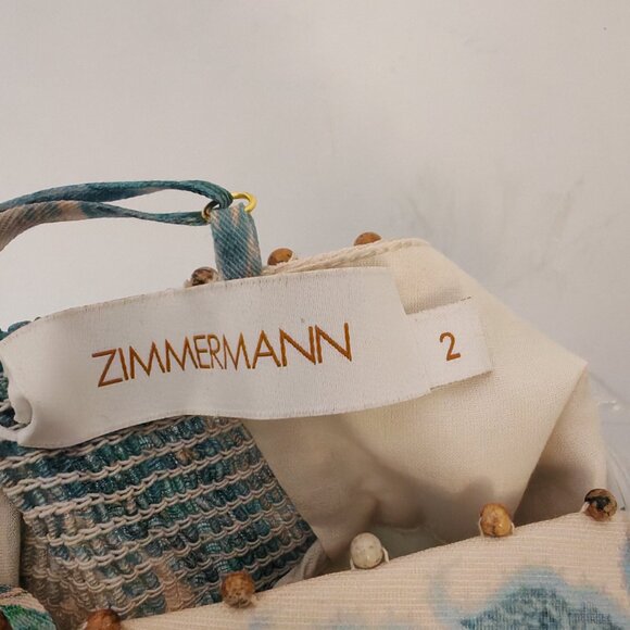 Zimmerman blue polka dot corduroy ultra-long dress with straps as evening gown - Picture 10 of 11